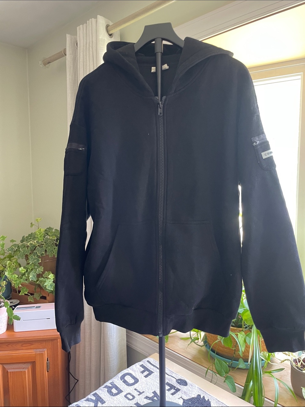 Black Zip-Up Hoodie with Hood Unisex